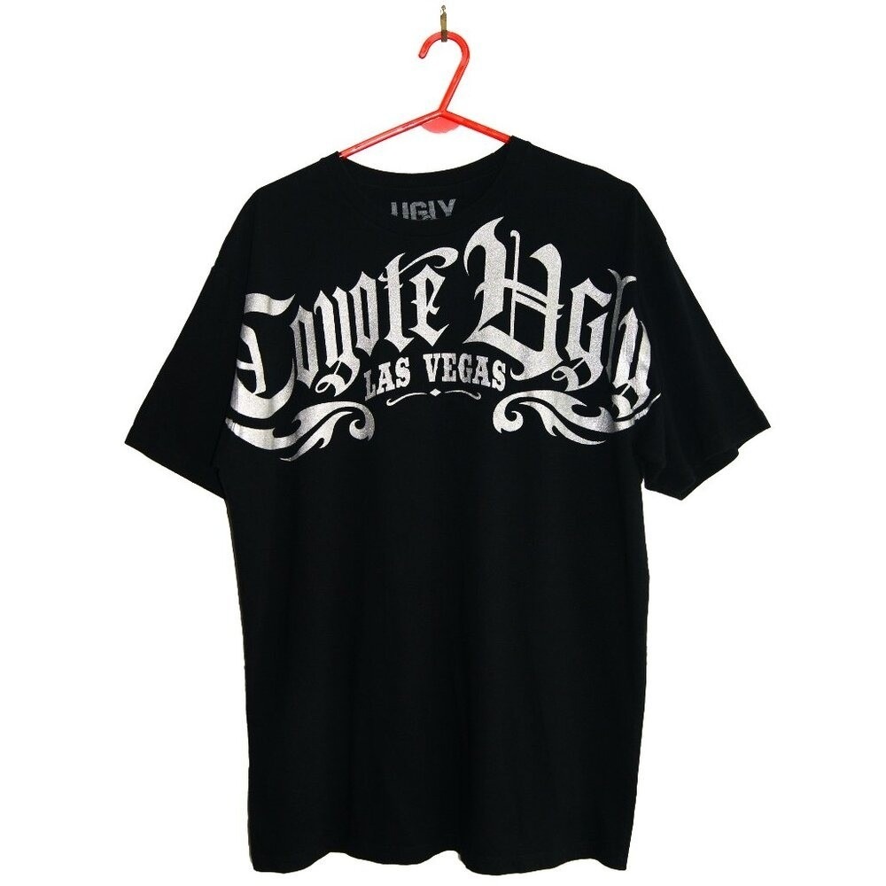 Coyote Ugly Black Extra Large XL Mens Short Sleeve  T Shirt Silver‎ Logo Graphic